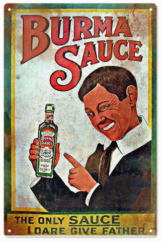 Vintage Burma Sauce Metal Sign