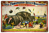 Vintage Forepaugh And SellsBrothers Circus Metal Sign