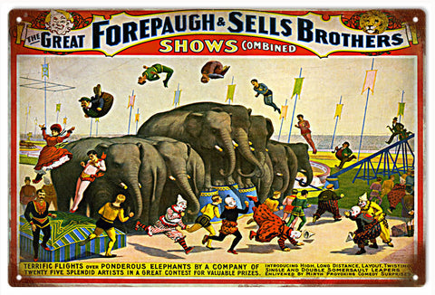 Vintage Forepaugh And SellsBrothers Circus Metal Sign