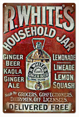 Vintage R Whites Beer Metal Sign