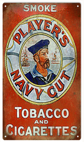 Vintage Players Navy Cut Tobacco Sign 8x14