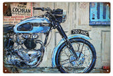 Vintage Blue Triumph Motorcycle Sign
