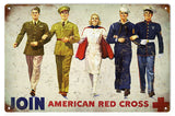 Vintage Red Cross Metal Sign