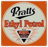Pratts Ethyl Petro Gasoline Sign 12x12