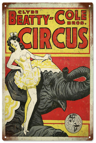 Vintage Clyde Beatty Cole Bros Circus Sign