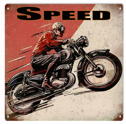 Vintage Speed Motorcycle Sign 12x12