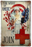 Vintage The Spirit Of America Red Cross Sign