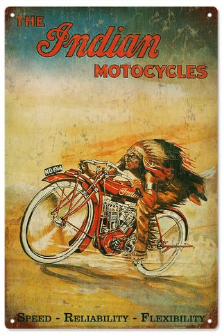 Vintage Indian Motocycle Metal Sign