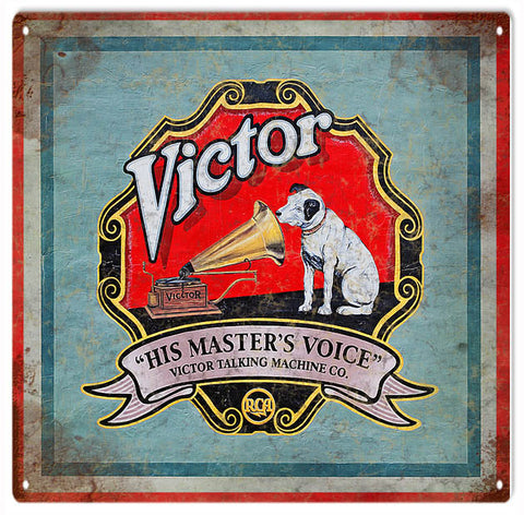 Vintage Victor His Masters Voice Sign 12x12