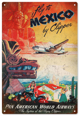 Vintage Pan American Airline Metal Sign