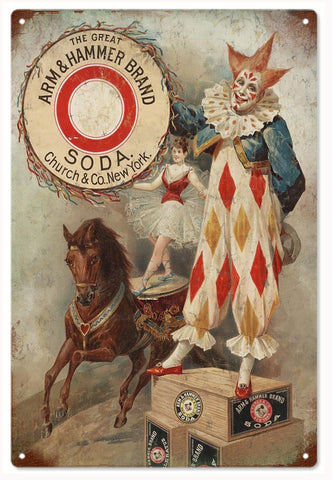 Vintage Clown Arm And Hammer Soda Sign