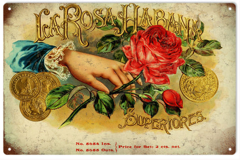 Vintage La Rosa Cigar Metal Sign