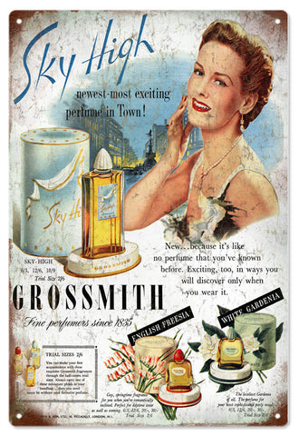 Vintage Sky High Perfume Metal Sign
