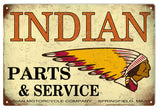 Vintage Indian Parts And Service Metal Sign