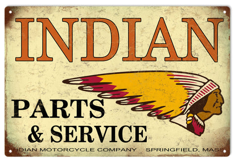 Vintage Indian Parts And Service Metal Sign