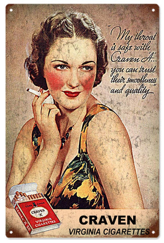 Vintage Craven Cigarettes Metal Sign