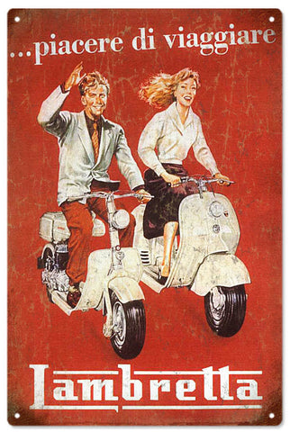 Vintage Lambretta Motor Bike Metal Sign
