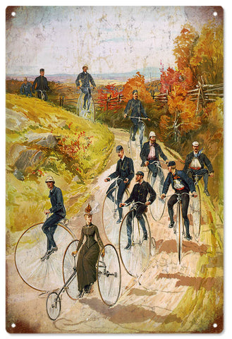 Vintage Old World Bicycle Metal Sign