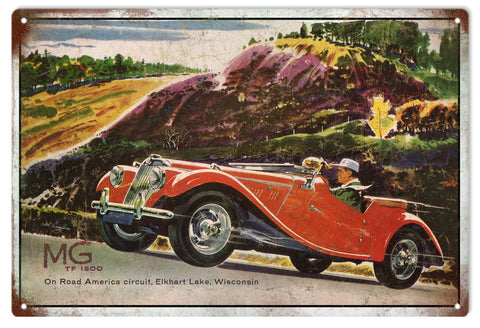 Vintage MG TF I500 Automobile Metal Sign