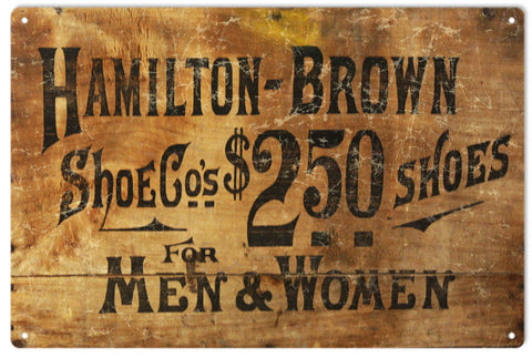 Vintage Hamilton Brown Shoe Metal Sign