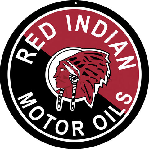 Red Indian Motor Oil Sign 14 Round