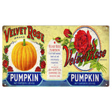 Vintage Velvet Rose Pumpkin Metal Sign