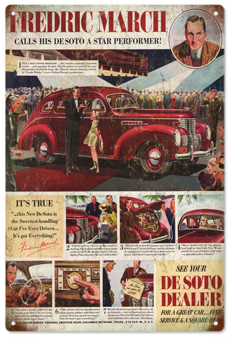 Vintage DeSoto Dealer Automobile Metal Sign