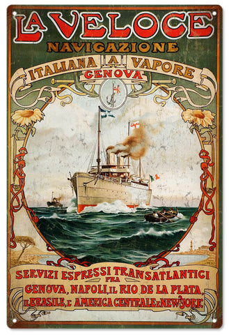 Vintage La Veloce Travel Cruise Sign