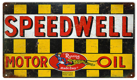 Vintage Speedwell Motor Oil sign 8x14 Vintage Speedwell Motor Oil Metal Sign