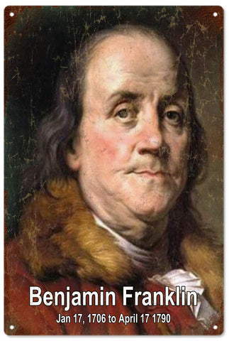 Vintage Benjamin Franklin Metal Sign