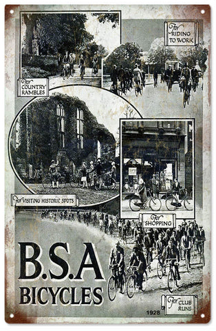 Vintage BSA Bicycle Metal Sign