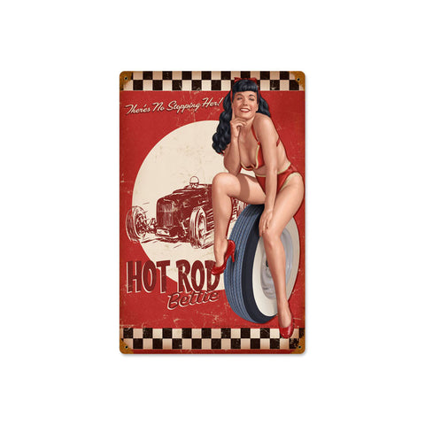 Bettie Page Hot Rod Sign Metal Sign Wall Decor 12 x 18