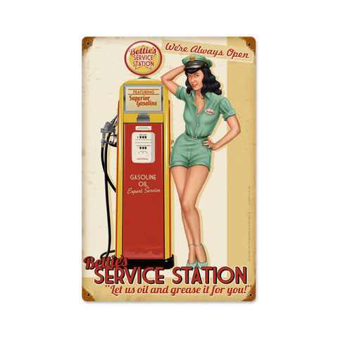 Bettie Page Service Station Sign Metal Sign Wall Decor 12 x 18
