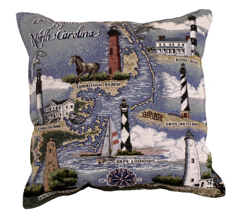 Lighthouses Of North Carolina Tapestry Pillow (Rp005244)
