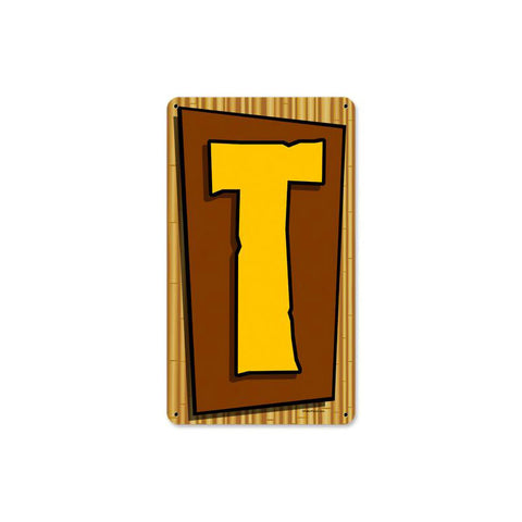 Tiki Letter T Metal Sign Wall Decor 8 x 14