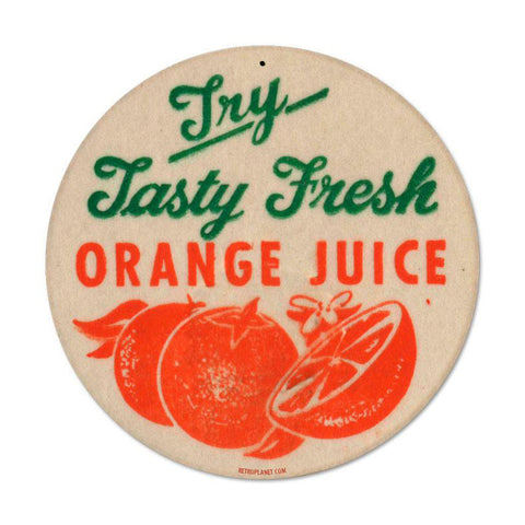 Orange Juice Metal Sign Wall Decor 14 x 14