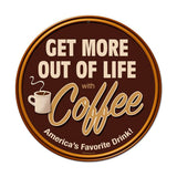Get More Coffee Metal Sign Wall Decor 14 x 14