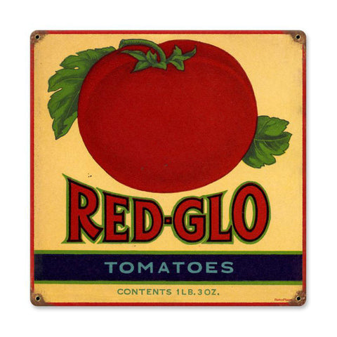 Red Glo Tomatoes Metal Sign Wall Decor 12 x 12