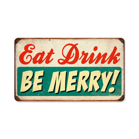 Eat Drink Be Merry Metal Sign Wall Decor 14 x 8