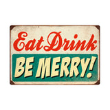 Eat Drink Be Merry Metal Sign Wall Decor 24 x 16
