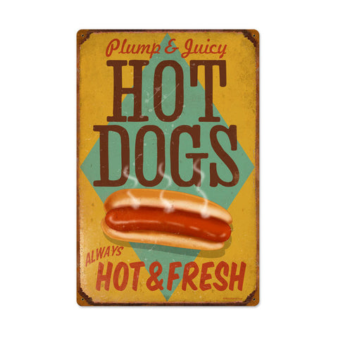 Hot Dogs Metal Sign Wall Decor 16 x 24