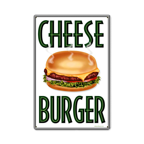 Cheese Burger Metal Sign Wall Decor 12 x 18