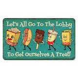 Snacks Go To Lobby Metal Sign Wall Decor 14 x 8