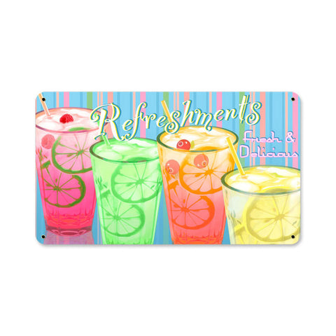 Refreshments Metal Sign Wall Decor 14 x 8