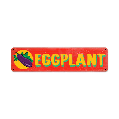 Eggplant Metal Sign Wall Decor 20 x 5