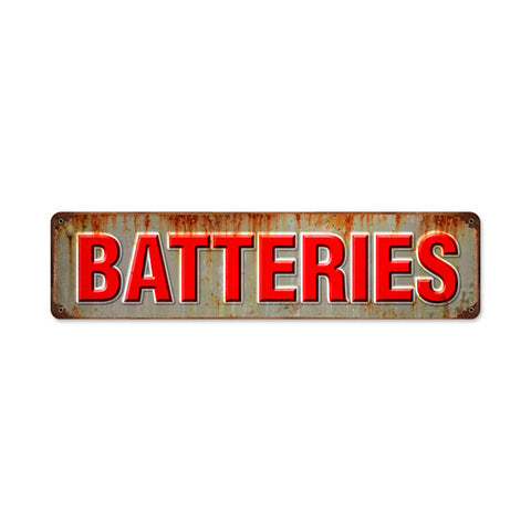 Batteries Metal Sign Wall Decor 20 x 5