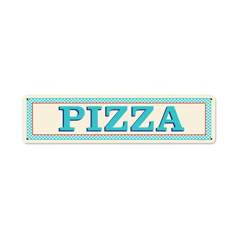 Blue Pizza Metal Sign Wall Decor 20 x 5