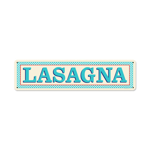 Blue Lasagna Metal Sign Wall Decor 20 x 5