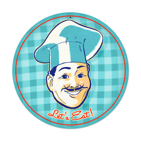 Lets Eat Metal Sign Wall Decor 14 x 14