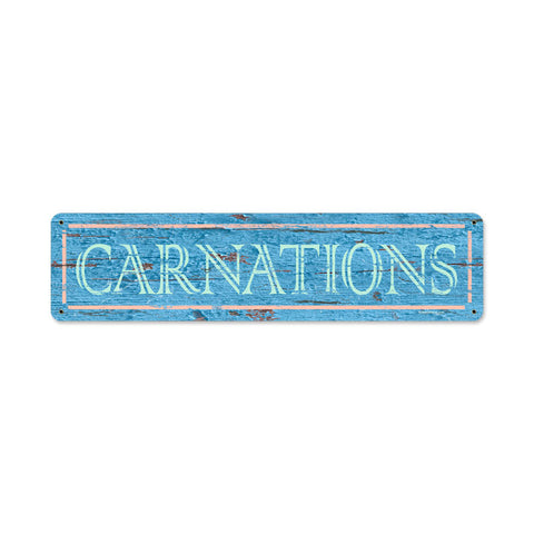 Blue Carnations Metal Sign Wall Decor 20 x 5